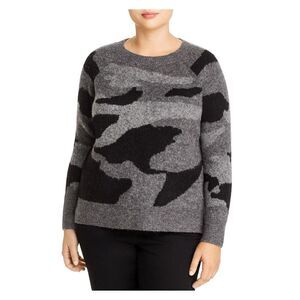 NWT AQUA CURVE Womens Gray Ribbed Long Sleeve Crew Neck Sweater Plus 1X